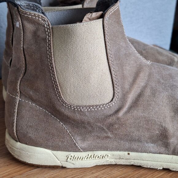 Blundstone Chelsea Boots Men Tan Canvas Pull On Ankle Size 10.5 AU 11.5 US - Picture 11 of 13